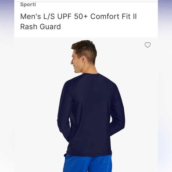 SPORTI UPF 50+ Swim Rash guard Comfort Fit Long Sleeve T-Shirt navy blue medium - Picture 2 of 5